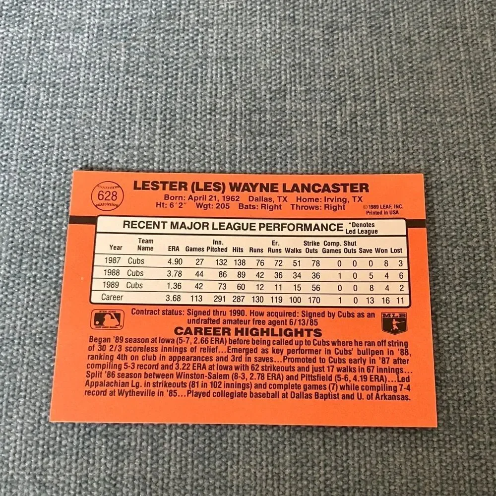 1990 Donruss Chicago Cubs Baseball Card Trading Card